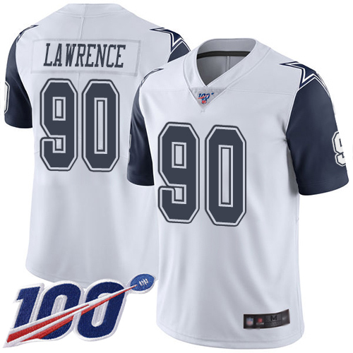 Men Dallas Cowboys Limited White DeMarcus Lawrence #90 100th Season Rush Vapor Untouchable NFL Jersey->youth nfl jersey->Youth Jersey